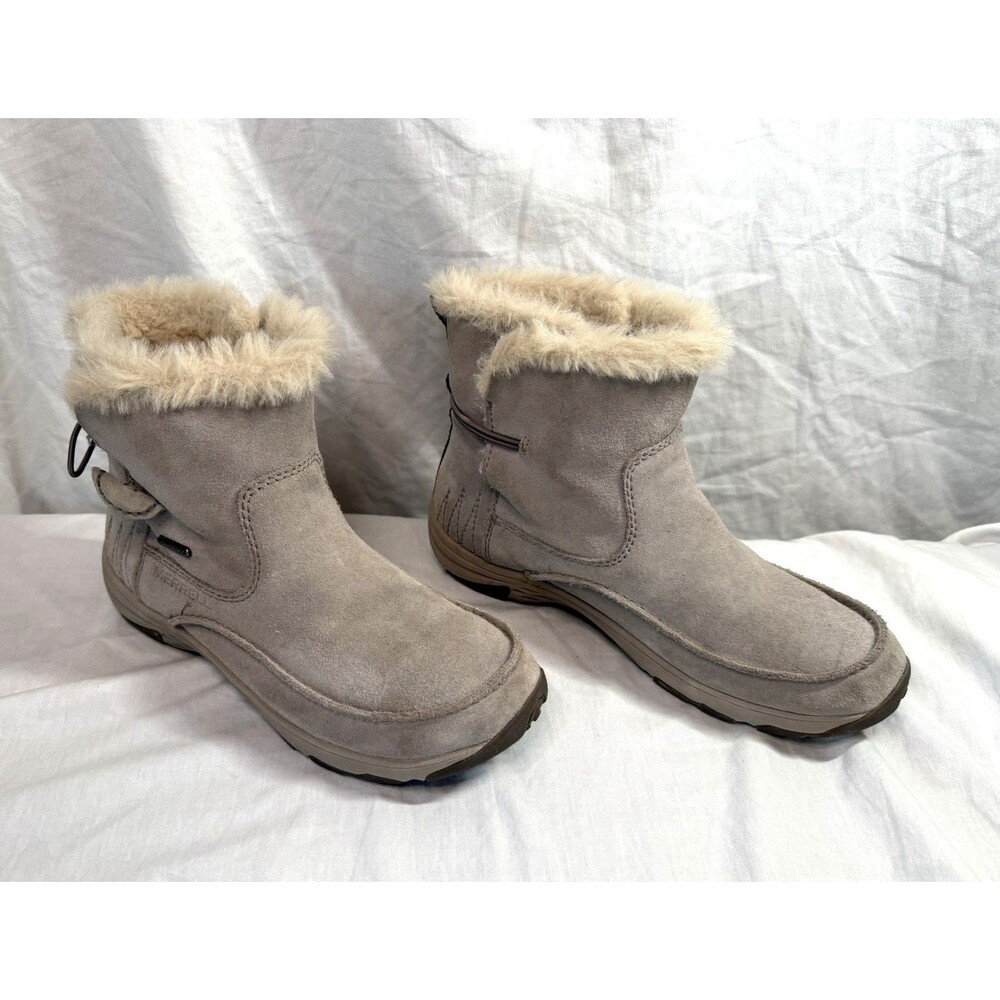 Womens Merrell Approach Pull-On Polar Boots Size 9 Waterproof Winter Ankle Gray